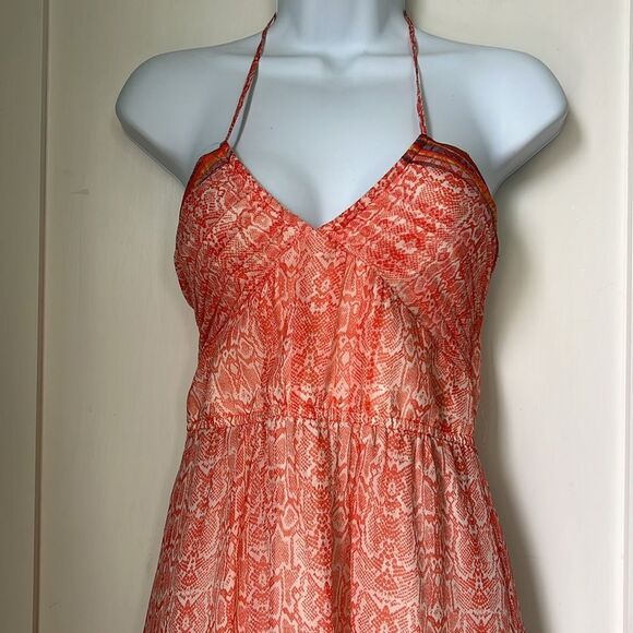 Twelfth Fifth Street Cynthia Vincent Sheer 100% Silk Orange Sleeveless Dress 6 - Picture 6 of 16
